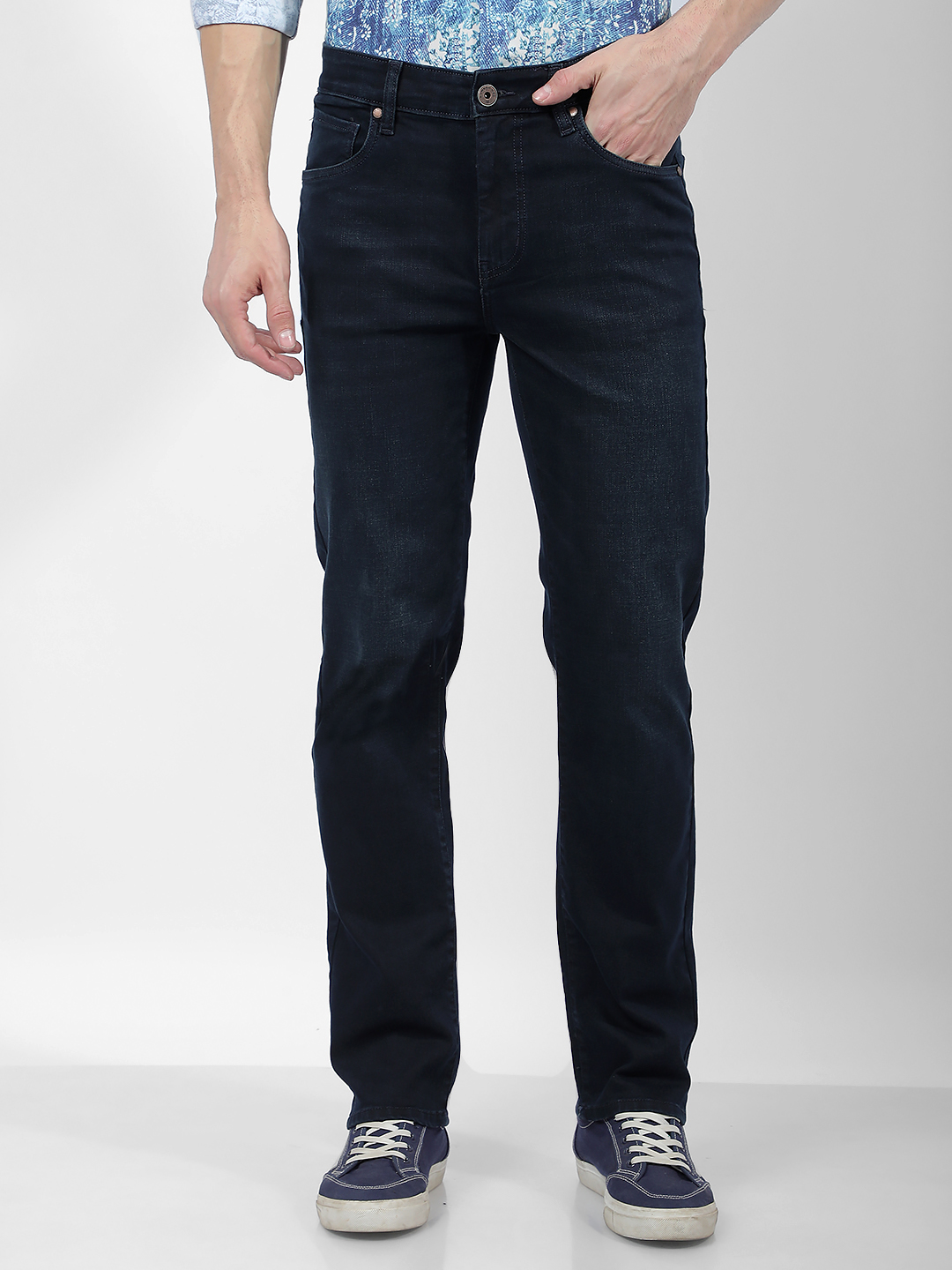 Numero Uno Men Faded Dark Blue Jeans